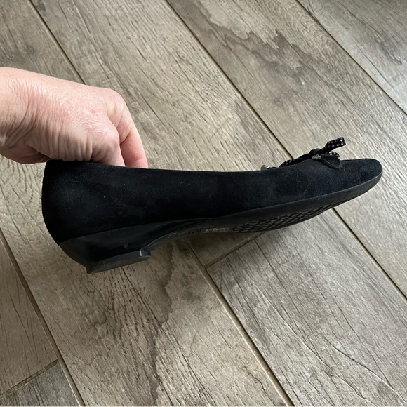 Geox Respira Black Suede Ballet Flats 7.5 Bow Detail‎ - Picture 7 of 9